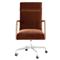 Sonn Mid Century Auburn Brown Upholstered Velvet Silver Stainless Steel Office Chair|Kathy Kuo Home