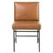 Inno Industrial Brown Faux Leather Oak Wood Black Iron Frame Dining Side Chair|Kathy Kuo Home