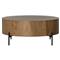 Alina Rustic Lodge Dark Brown Oak Wood Black Iron Base Round Coffee Table|Kathy Kuo Home