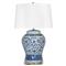 Royal French Blue Ceramic Crystal Bedside Table Lamp|Kathy Kuo Home