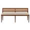 Colette French Beige Upholstered Linen Woven Cane Brown Wood Dining Bench|Kathy Kuo Home