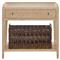 Alli Coastal Beach Black Oak Wood Brown Woven Basket 1 Drawer Nightstand|Kathy Kuo Home