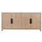 Ballace Rustic Lodge White Stone Top Light Brown Wood 4 Door Media Cabinet - 78&quot;W|Kathy Kuo Home
