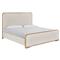 Noelle Modern Cream Upholstered Light Brown Wood Frame Bed - Queen|Kathy Kuo Home