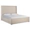 Noelle Modern Beige Upholstered Light Brown Wood Frame Bed - Queen|Kathy Kuo Home