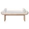 Noelle Modern White Upholstered Fabric Light Brown Wood Bedroom Bench|Kathy Kuo Home