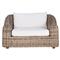 Celina Coastal White Performance Natural Teak Wood Outdoor Arm Chair|Kathy Kuo Home