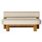 Carlo Mid Century Beige Upholstered Natural Teak Wood Frame Outdoor Sofa - 60&quot;W|Kathy Kuo Home