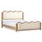 Stella Modern Natural Oak Wood Frame Cream Boucle Upholstered Wavy Bed - Queen|Kathy Kuo Home