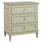 Century Madeline French Country Light Grey Wood Gold Accent 3 Drawer Nightstand|Kathy Kuo Home