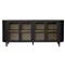 Ivan Mid Century Modern Black Oak Wood Brass Iron 4 Door Sideboard|Kathy Kuo Home
