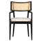Tina Modern Beige Performance Black Wood Frame Cane Dining Arm Chair|Kathy Kuo Home
