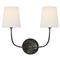 Visual Comfort Vendome Modern Bronze Metal Linen Shade Double Armed Sconce|Kathy Kuo Home