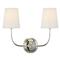 Visual Comfort Vendome Modern Polished Nickel Linen Shade Double Armed Sconce|Kathy Kuo Home