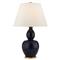 Visual Comfort Yue Modern Denim Porcelain Linen Shade Double Gourd Table Lamp