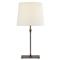 Visual Comfort Dauphine Modern Aged Iron White Linen Shade Bedside Table Lamp|Kathy Kuo Home