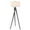 Visual Comfort Tripod Industrial Loft Tudor Brown Wood Linen Shade Floor Lamp|Kathy Kuo Home