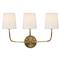 Visual Comfort Vendome Modern Antique Brass Linen Shade Triple Armed Wall Sconce|Kathy Kuo Home