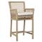 Sonia Coastal Beach White Upholstered Brown Woven Rope Outdoor Counter Stool|Kathy Kuo Home