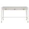 Ejiro Modern Classic Off White Mahogany Oak Wood Brass Pull 3 Drawer Desk|Kathy Kuo Home