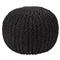 Azene Coastal Beach Black Woven Jute Round Pouf|Kathy Kuo Home