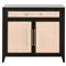 Steven Coastal Beach Natural Rattan Black Wood Frame Media Cabinet|Kathy Kuo Home