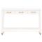 Stacy Modern Classic Matte White Wood Brass Steel Accent 3 Drawer Console Table|Kathy Kuo Home