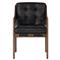 Hadley Rustic Lodge Black Upholstered Leather Brown Wood Tufted Dining Arm Chair|Kathy Kuo Home