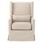 Silas Modern Classic Beige Herringbone Upholstered Slipcovered Swivel Arm Chair|Kathy Kuo Home