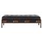 Hadley Black Upholstered Leather Brown Wood Rectangular Tufted Cocktail Ottoman|Kathy Kuo Home