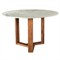 Open Box Tenley Industrial White Marble Top Brown Acacia Wood Round Dining Table - 48&quot;W|Kathy Kuo Home