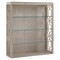 Open Box Octavia Modern Laser Cut Grey Wood Glass Shelves with LED Bookcase|Kathy Kuo Home