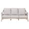 Lorry Coastal Beach Taupe Woven Rope Grey Teak Wood Outdoor Sofa - 79&quot;W|Kathy Kuo Home