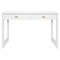 Worlds Away Larkin Modern Classic Matte White Wood Brass Rectangular Desk|Kathy Kuo Home