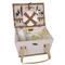 Lionel Modern Classic White Canvas Wood Basket with Serveware for 2