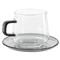 Faye Modern Classic Grey Glass Tea Cup and Saucer - Set of 4|Kathy Kuo Home
