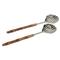 Fleur Coastal Beach Silver Stainless Steel Brown Bamboo Handle Server Set|Kathy Kuo Home