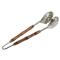 Fleur Coastal Beach Silver Stainless Steel Brown Bamboo Handle Serving Tong|Kathy Kuo Home