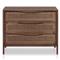 Rhian Coastal Beach Brown Mango Wood Woven Cane 3 Drawer Nightstand|Kathy Kuo Home