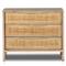 Rhian Coastal Beach Natural Mango Wood Woven Cane 3 Drawer Nightstand|Kathy Kuo Home