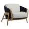 Palecek Casey White Cushion Black Rope Natural Brown Teak Outdoor Lounge Chair|Kathy Kuo Home
