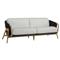 Palecek Casey White Cushion Black Rope Natural Brown Teak Outdoor Sofa - 83"|Kathy Kuo Home