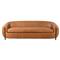 Riley Mid Century Modern Brown Upholstered Leather Wood Frame Sofa - 86.5&quot;W|Kathy Kuo Home