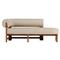 Carlo Mid Century Beige Upholstered Natural Teak Outdoor Chaise - LAF|Kathy Kuo Home