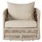 Porter Coastal Beige Upholstered Woven Rope Aluminum Outdoor Swivel Lounge Chair|Kathy Kuo Home