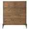 Alina Rustic Lodge Brown Wood Dark Grey Iron 5 Drawer Tall Chest Dresser|Kathy Kuo Home