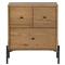 Alina Rustic Lodge Brown Wood Dark Grey Iron 3 Drawer Nightstand|Kathy Kuo Home