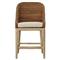 Larissa Coastal Beach Cream Upholstered Linen Brown Oak Woven Rope Counter Stool|Kathy Kuo Home