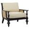 Theo Coastal Cream Performance Black Mahogany Woven Cane Occasional Arm Chair|Kathy Kuo Home