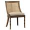 Aspyn Coastal Beige Upholstered Cane Back Brown Mahogany Wingback Side Chair|Kathy Kuo Home